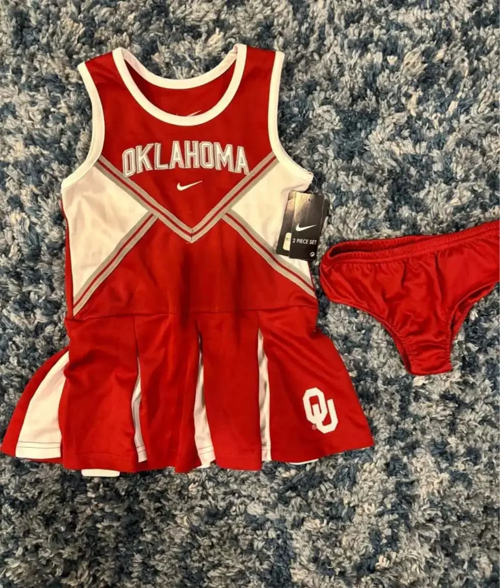 Nike Oklahoma Sooners Girls 2-Piece Cheerleader Dress & Bloomers Set - Size 4T N